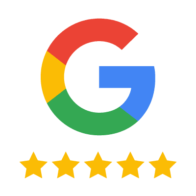 A google logo with a five star rating.