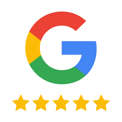 A google logo with a five star rating.